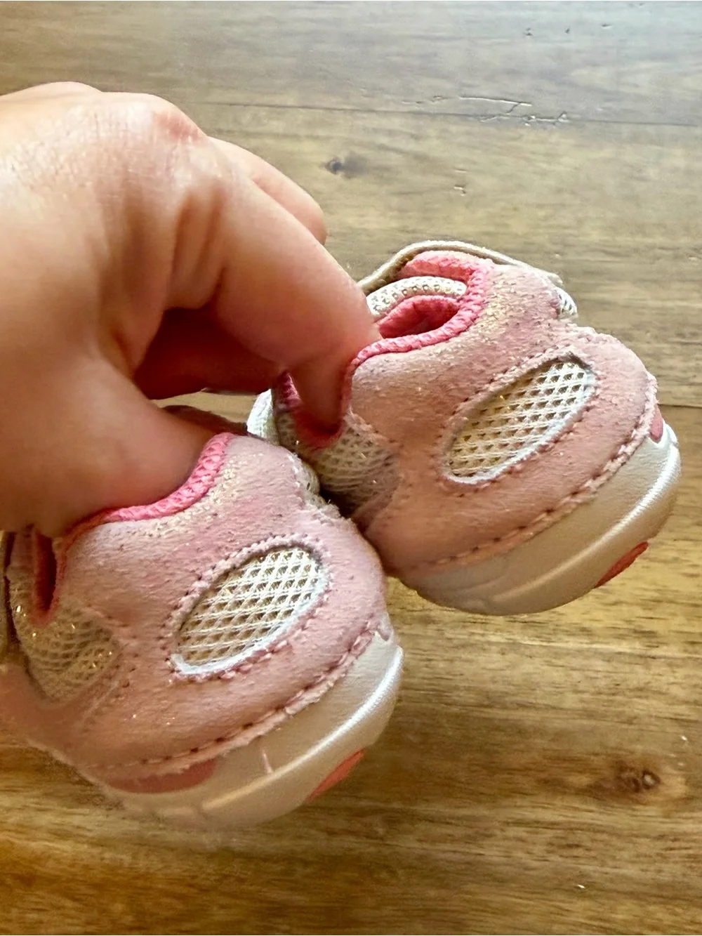 Stride Rite SM Mason Taupe Coral Sparkle Sneakers Size 3 NWOB